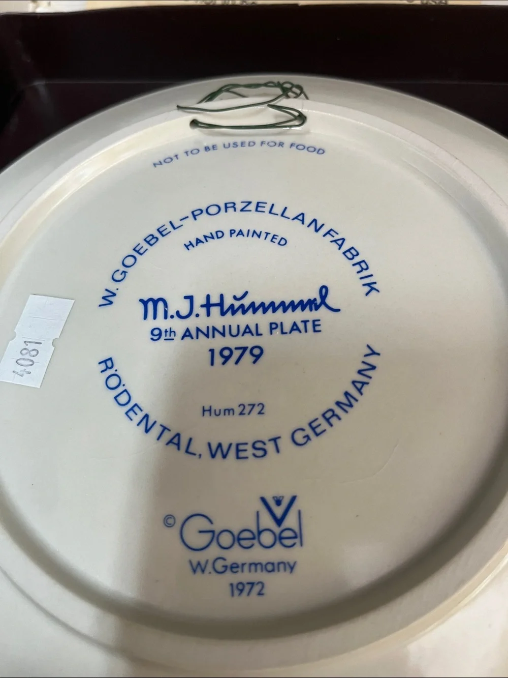Hummel Goebel Decorative Collector Plate in Cream and Red